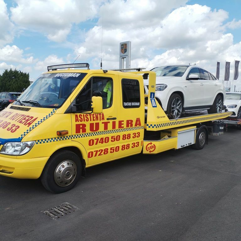 Tractare autovehicul pe platformă